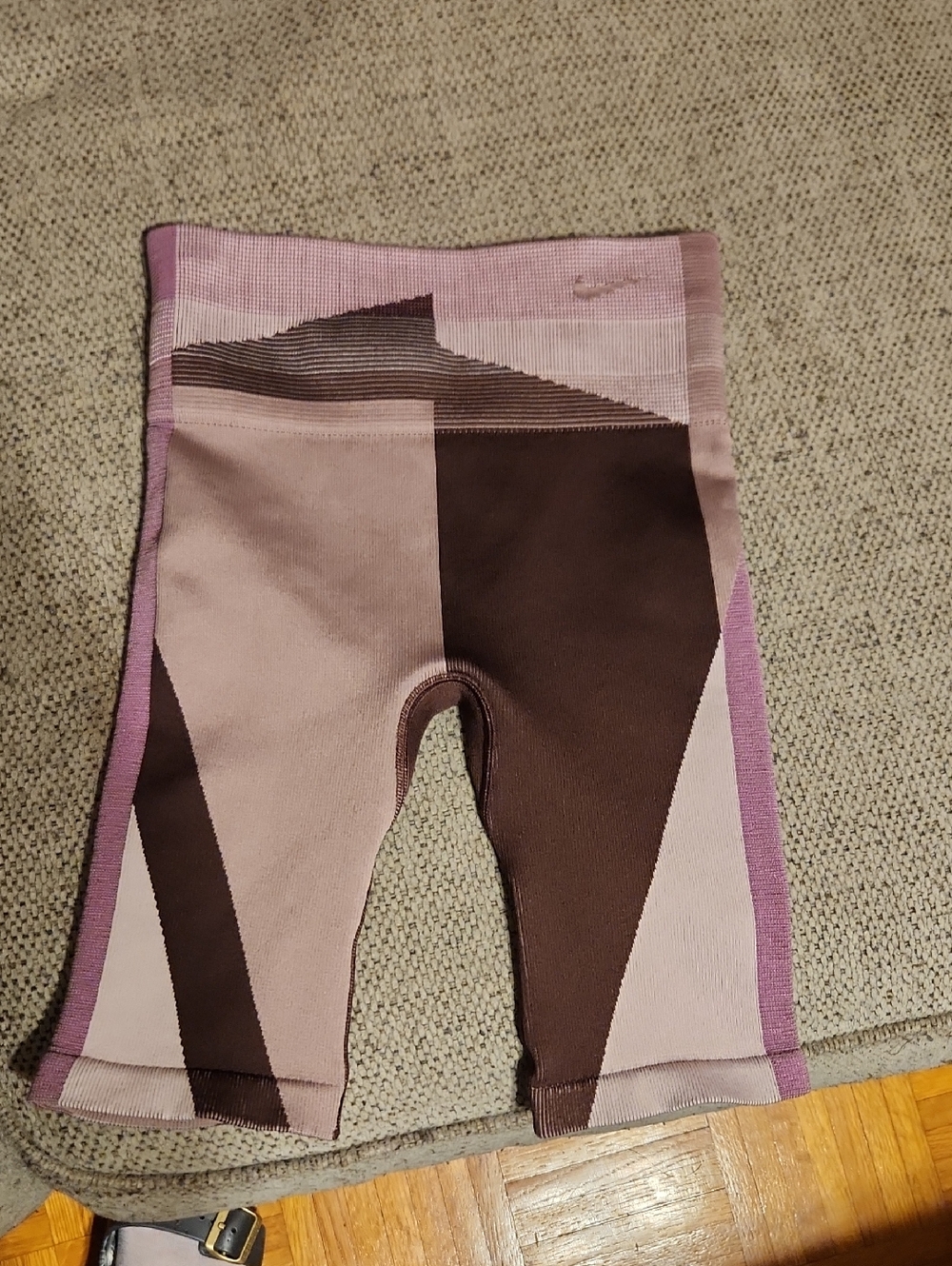 Nike Women's Pink and Brown Colorblock Bike Shorts